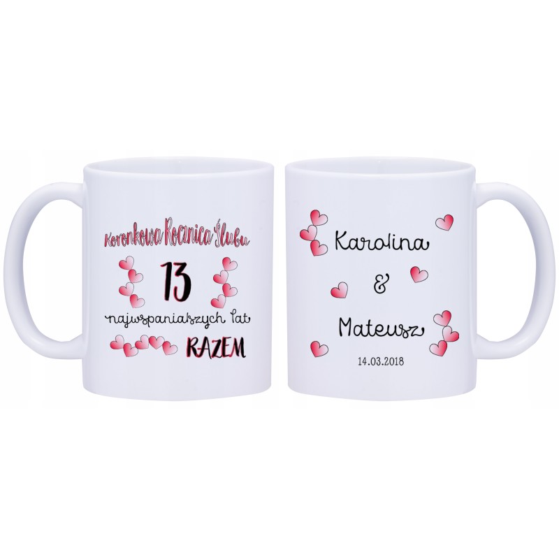 2x KUBEK 13 KORONKOWA ROCZNICA ŚLUBU PREZENT W326