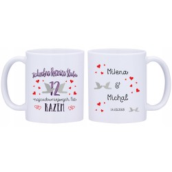 2x KUBEK 12 JEDWABNA ROCZNICA ŚLUBU PREZENT W325