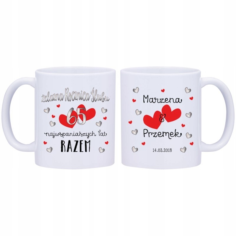 2x KUBEK 65 ŻELAZNA ROCZNICA ŚLUBU PREZENT W334 2x KUBEK 65 ŻELAZNA ROCZNICA ŚLUBU PREZENT W334