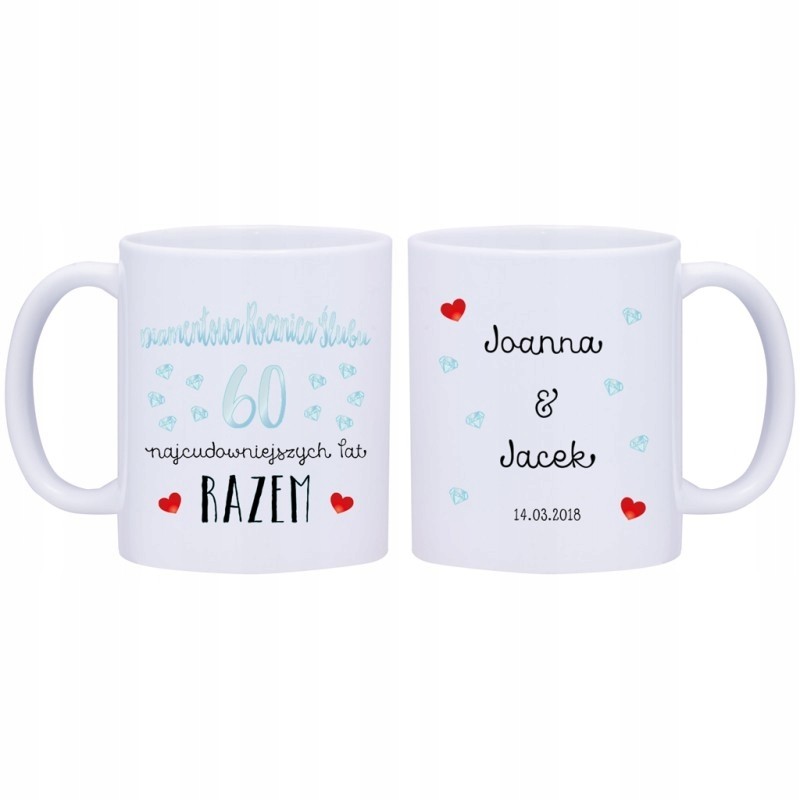 2x KUBEK 60 DIAMENTOWA ROCZNICA ŚLUBU PREZENT W333 2x KUBEK 60 DIAMENTOWA ROCZNICA ŚLUBU PREZENT W333