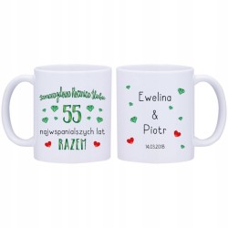 2x KUBEK 55 SZMARAGDOWA ROCZNICA ŚLUBU PREZENT W332