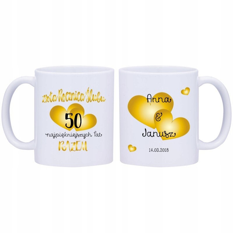 2x KUBEK 50 ZŁOTA ROCZNICA ŚLUBU PREZENT W331
