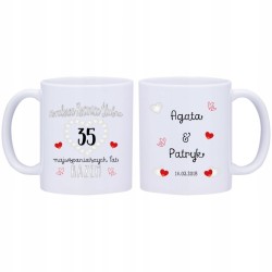 2x KUBEK 35 KORALOWA ROCZNICA ŚLUBU PREZENT W329