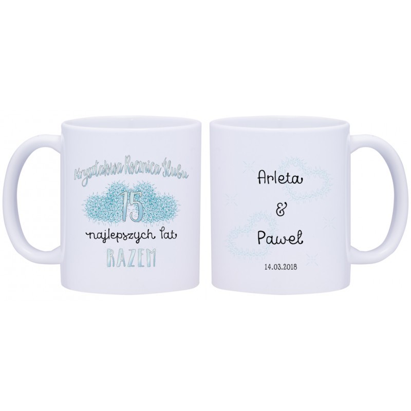 2x KUBEK 15 KRYSZTAŁOWA ROCZNICA ŚLUBU PREZENT W328