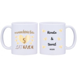 2x KUBEK 5 DREWNIANA ROCZNICA ŚLUBU PREZENT W319