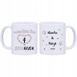 2x KUBEK 4 KWIATOWA ROCZNICA ŚLUBU PREZENT W318