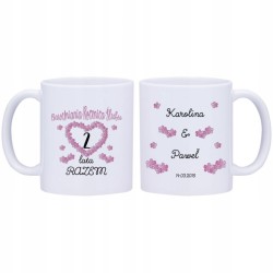 2x KUBEK 2 BAWEŁNIANA ROCZNICA ŚLUBU PREZENT W316
