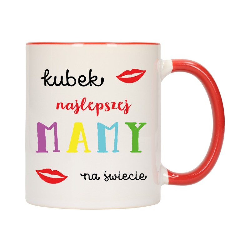 KUBEK KOLOROWY CZERWONY KUBKI DLA MAMY DZIEŃ MATKI PREZENT W215