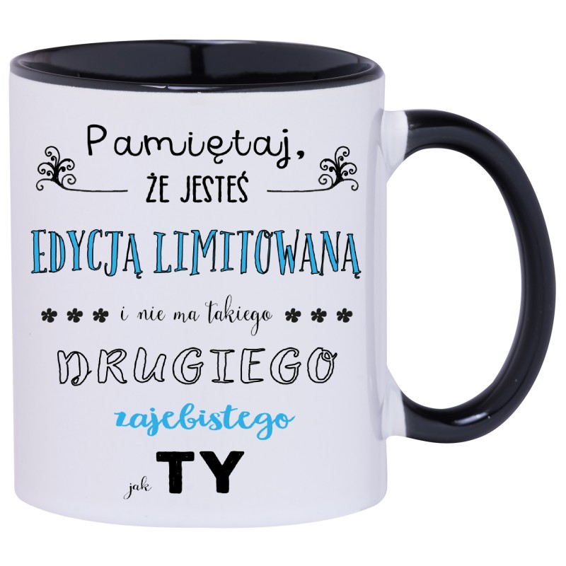 KUBEK CZARNY ŚRODEK I UCHO KUBKI DLA CHŁOPAKA FACETA MĘŻA PREZENT W145