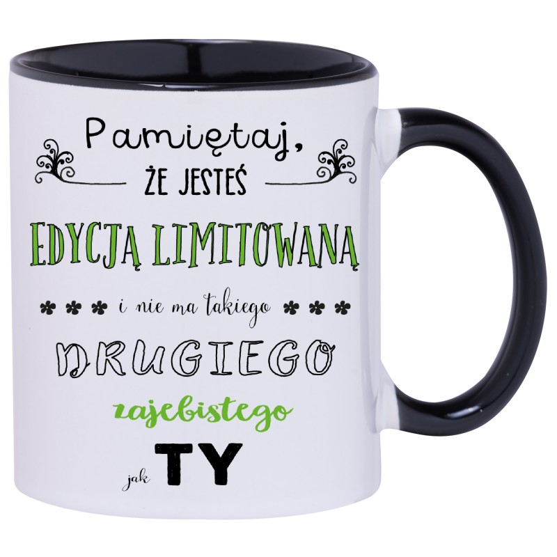 KUBEK CZARNY ŚRODEK I UCHO KUBKI DLA CHŁOPAKA FACETA MĘŻA PREZENT W146