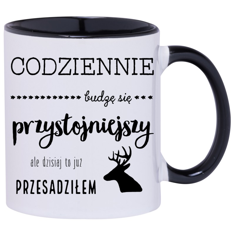 KUBEK CZARNY ŚRODEK I UCHO KUBKI DLA CHŁOPAKA FACETA MĘŻA PREZENT W147