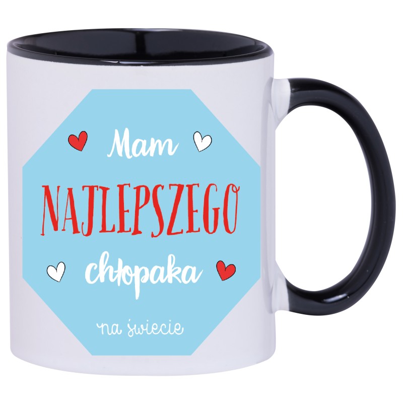 KUBEK CZARNY ŚRODEK I UCHO KUBKI DLA CHŁOPAKA FACETA PREZENT W151