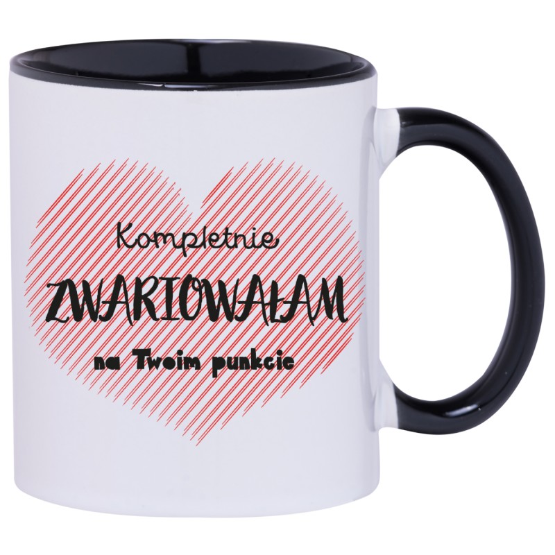 KUBEK CZARNY ŚRODEK I UCHO KUBKI DLA CHŁOPAKA FACETA PREZENT W152