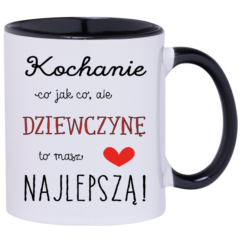 KUBEK CZARNY ŚRODEK I UCHO KUBKI DLA CHŁOPAKA FACETA PREZENT W155