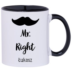 KUBEK CZARNY ŚRODEK I UCHO KUBKI DLA CHŁOPAKA FACETA MĘŻA PREZENT W219