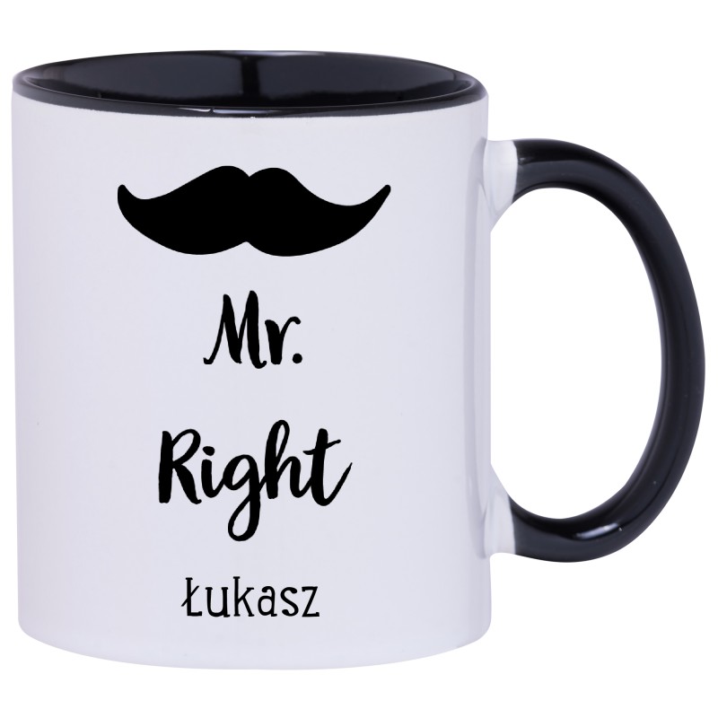 KUBEK CZARNY ŚRODEK I UCHO KUBKI DLA CHŁOPAKA FACETA MĘŻA PREZENT W219