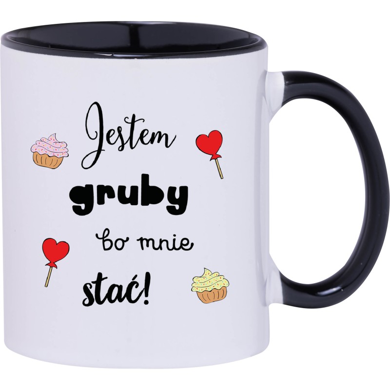 KUBEK CZARNY ŚRODEK I UCHO KUBKI DLA CHŁOPAKA FACETA MĘŻA PREZENT W268