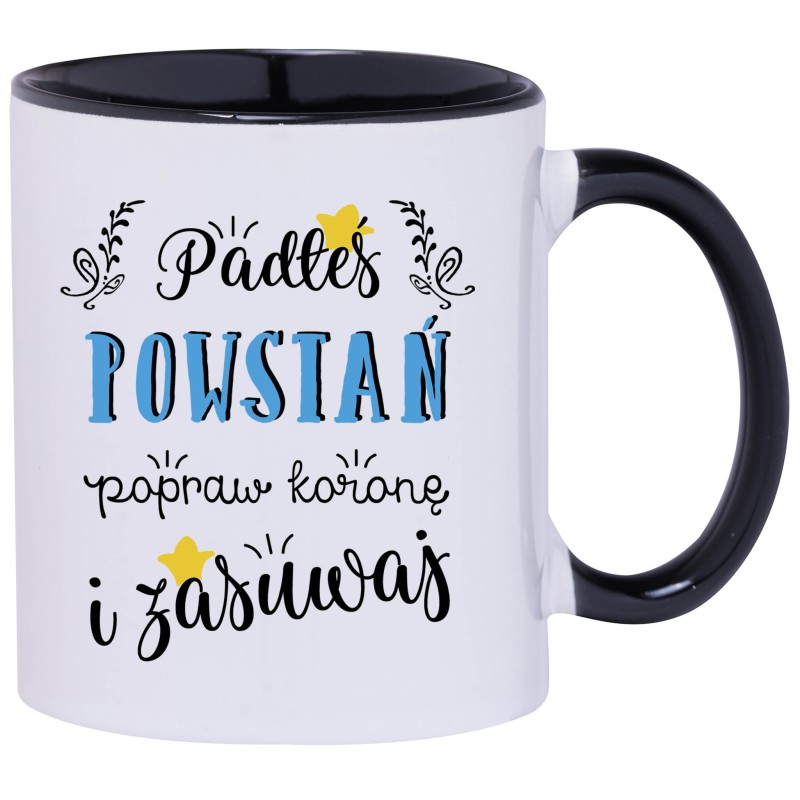 KUBEK CZARNY ŚRODEK I UCHO KUBKI DLA CHŁOPAKA FACETA MĘŻA PREZENT W406