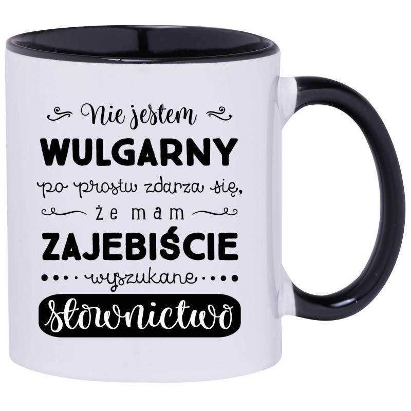 KUBEK CZARNY ŚRODEK I UCHO KUBKI DLA CHŁOPAKA FACETA MĘŻA PREZENT W409