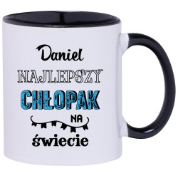 KUBEK CZARNY ŚRODEK I UCHO KUBKI DLA CHŁOPAKA FACETA MĘŻA PREZENT W589