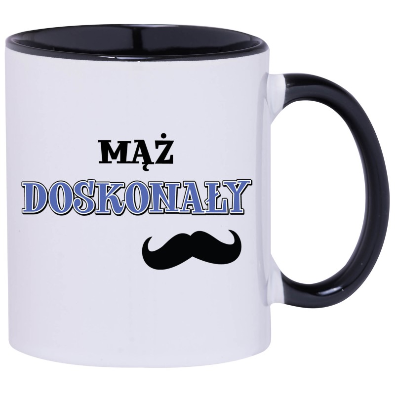 KUBEK CZARNY ŚRODEK I UCHO KUBKI DLA CHŁOPAKA FACETA MĘŻA PREZENT W677