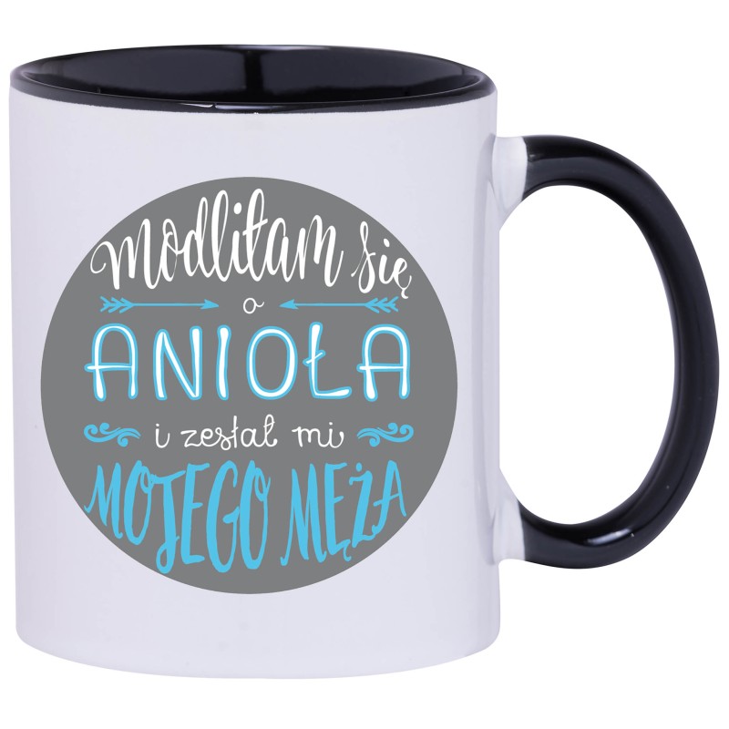 KUBEK CZARNY ŚRODEK I UCHO KUBKI DLA CHŁOPAKA FACETA MĘŻA PREZENT W451