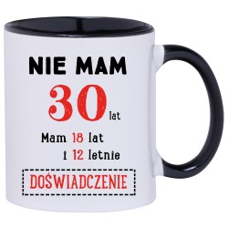 KUBEK KUBKI CZARNE UCHO CZARNY ŚRODEK NA 30 URODZINY PREZENT W160