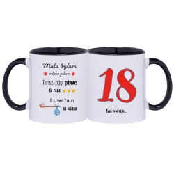 KUBEK KUBKI CZARNE UCHO CZARNY ŚRODEK NA 18 URODZINY PREZENT W157