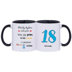 KUBEK KUBKI CZARNE UCHO CZARNY ŚRODEK NA 18 URODZINY PREZENT W156