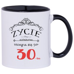 KUBEK KUBKI CZARNE UCHO CZARNY ŚRODEK NA 30 URODZINY PREZENT W159