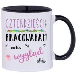 KUBEK KUBKI CZARNE UCHO CZARNY ŚRODEK NA 40 URODZINY PREZENT W169