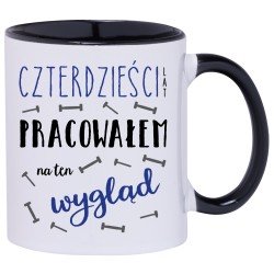 KUBEK KUBKI CZARNE UCHO CZARNY ŚRODEK NA 40 URODZINY PREZENT W168