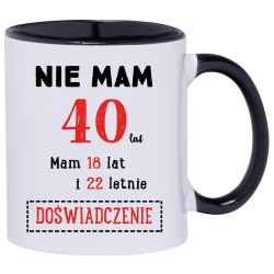 KUBEK KUBKI CZARNE UCHO CZARNY ŚRODEK NA 20 30 40 50 URODZINY PREZENT W167