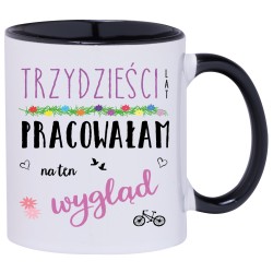 KUBEK KUBKI CZARNE UCHO CZARNY ŚRODEK NA 30 URODZINY PREZENT W163