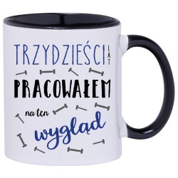 KUBEK KUBKI CZARNE UCHO CZARNE ŚRODEK NA 30 URODZINY PREZENT W162