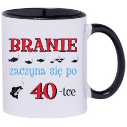 KUBEK KUBKI CZARNE UCHO CZARNY ŚRODEK NA 40 URODZINY PREZENT W604