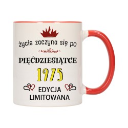 KUBEK KUBKI CZERWONY ŚRODEK UCHO NA 20 30 40 50 URODZINY PREZENT W662