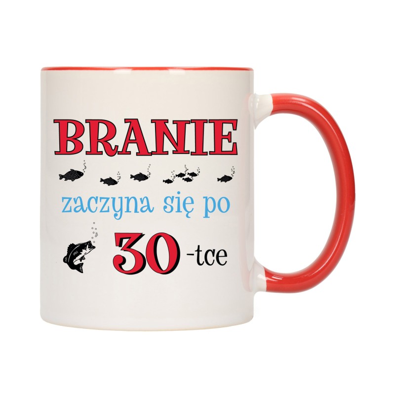 KUBEK KUBKI CZERWONY ŚRODEK UCHO NA 30 URODZINY PREZENT W603