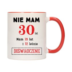 KUBEK KUBKI CZERWONY ŚRODEK UCHO NA 30 URODZINY PREZENT W160