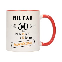 KUBEK KUBKI CZERWONY ŚRODEK UCHO NA 30 URODZINY PREZENT W161