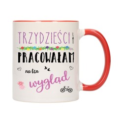 KUBEK KUBKI CZERWONY ŚRODEK UCHO NA 30 URODZINY PREZENT W163