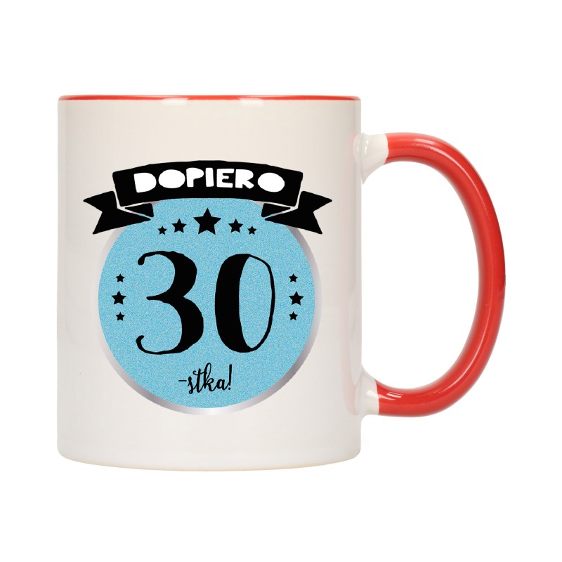 KUBEK KUBKI CZERWONY ŚRODEK UCHO NA 30 URODZINY PREZENT W164