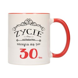 KUBEK KUBKI CZERWONY ŚRODEK UCHO NA 30 URODZINY PREZENT W159