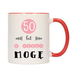 KUBEK KUBKI CZERWONY ŚRODEK UCHO NA 50 URODZINY PREZENT W177