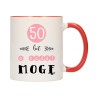 KUBEK KUBKI CZERWONY ŚRODEK UCHO NA 50 URODZINY PREZENT W177
