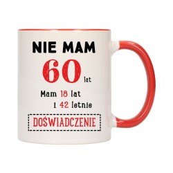 KUBEK KUBKI CZERWONY ŚRODEK UCHO NA 60 URODZINY PREZENT W181