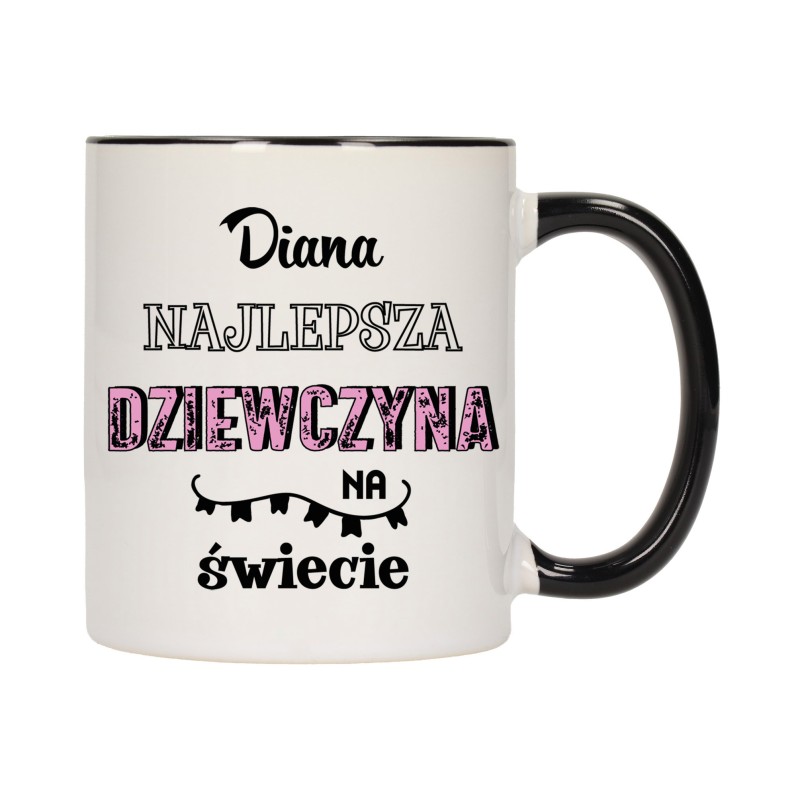 KUBEK KUBKI CZARNY ŚRODEK I UCHO DLA DZIEWCZYNY KOBIETY ŻONY PREZENT W590