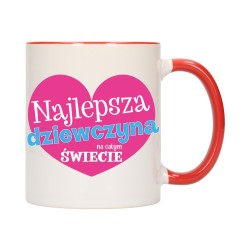 KUBEK KUBKI CZERWONY ŚRODEK I UCHO DLA DZIEWCZYNY KOBIETY PREZENT W592