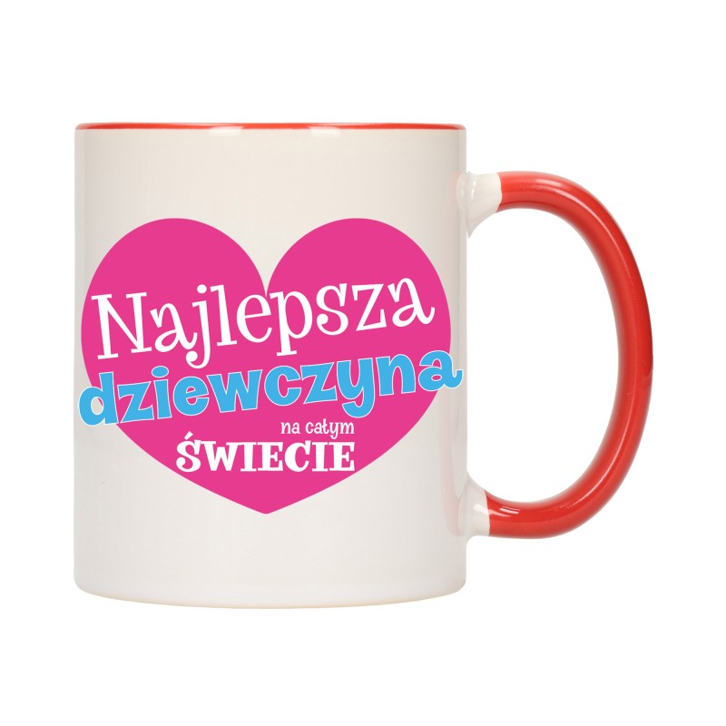 KUBEK KUBKI CZERWONY ŚRODEK I UCHO DLA DZIEWCZYNY KOBIETY PREZENT W592