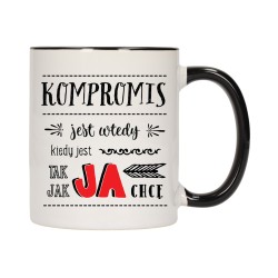 KUBEK KUBKI CZARNY ŚRODEK UCHO DLA DZIEWCZYNY KOBIETY ŚMIESZNE NAPISY W511